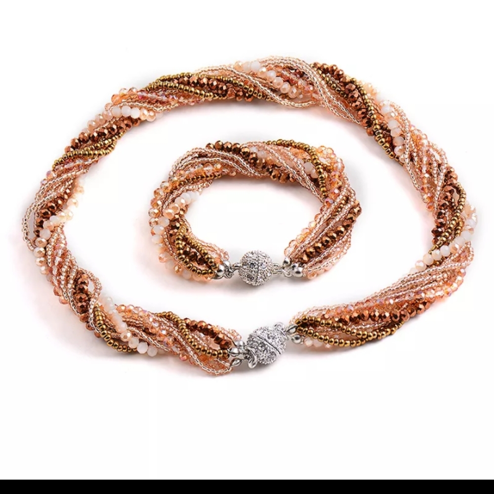 New multi strand necklace & bracelet set